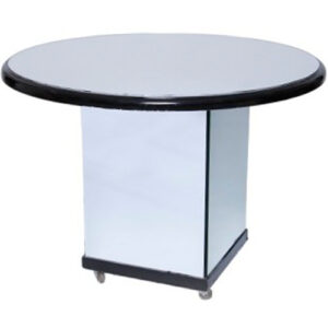 MESA BOLO ESPELHO REDONDA COM RODÍZIOS