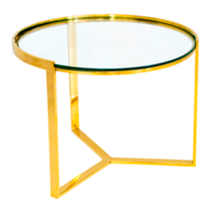 MESA LATERAL METAL COM TAMPO DE VIDRO P