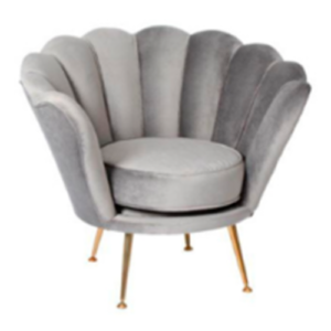 POLTRONA LEQUE DE VELUDO CINZA