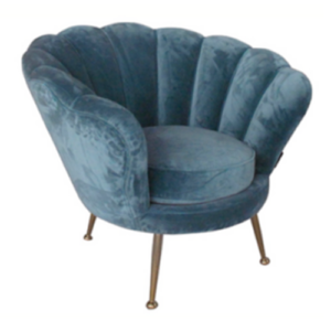 POLTRONA LEQUE VELUDO AZUL