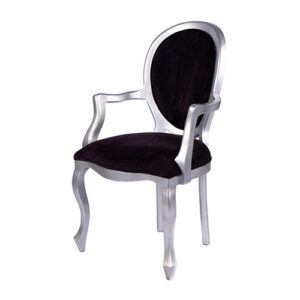 POLTRONA MEDALHÃO PRATA E PRETA